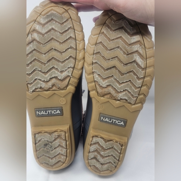 Nautica Dorsay Women's Rain Winter Boots Quilted Rubber Pink Gray Sz 10 Side Zip - Picture 11 of 14